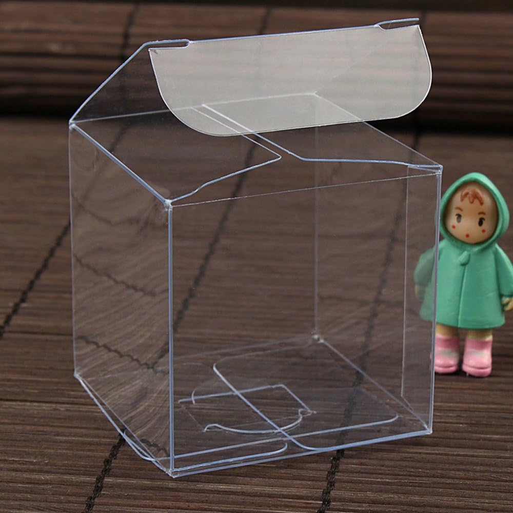 50 Pack Clear Favor Boxes 2"x2"x2" PVC Plastic Gift Boxes