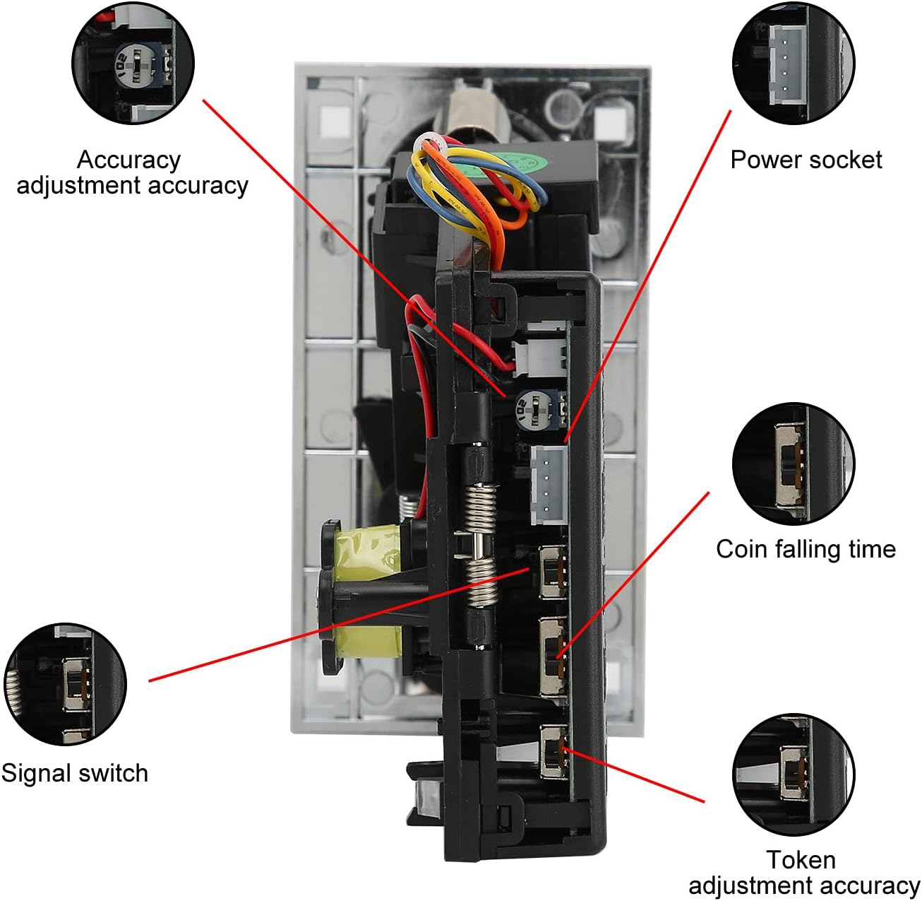 Coin Acceptor,Comparable Roll Down Coin Mech Acceptor Coin Selector CPU Programmable Electronic Coin Selector for
