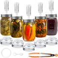 28 Pcs Fermentation Kit-5 Stainless Steel Fermentation Lids, 5 Glass Weights, 5 Airlocks, 6 Silicone Rings, 6