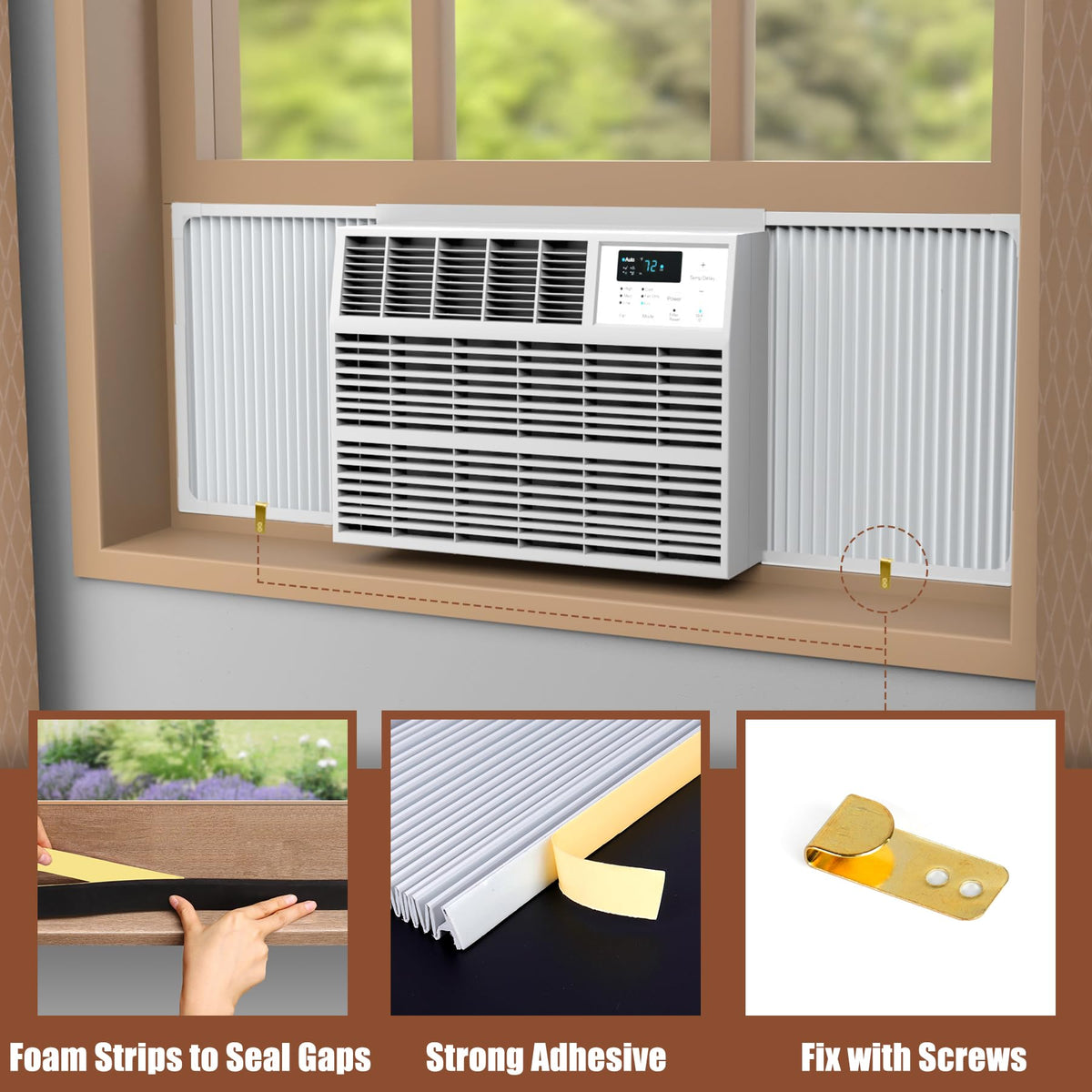 BJADE'S Window Air Conditioner Side Panels with Adjustable Frame Size Suitable for Different Window AC Unit
