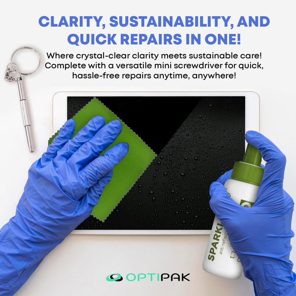 Sparkle Anti-Reflective Eco-Friendly Lens Cleaner & Repair Kit – (2) 1oz Glasses Cleaner Spray, (2) Microfiber Cloths