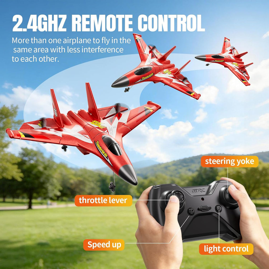Foam RC Plane for Kids Adults Beginner, Remote Control Airplane RC Jet Helicopter Plane for Kids Adults, 2.4GHz
