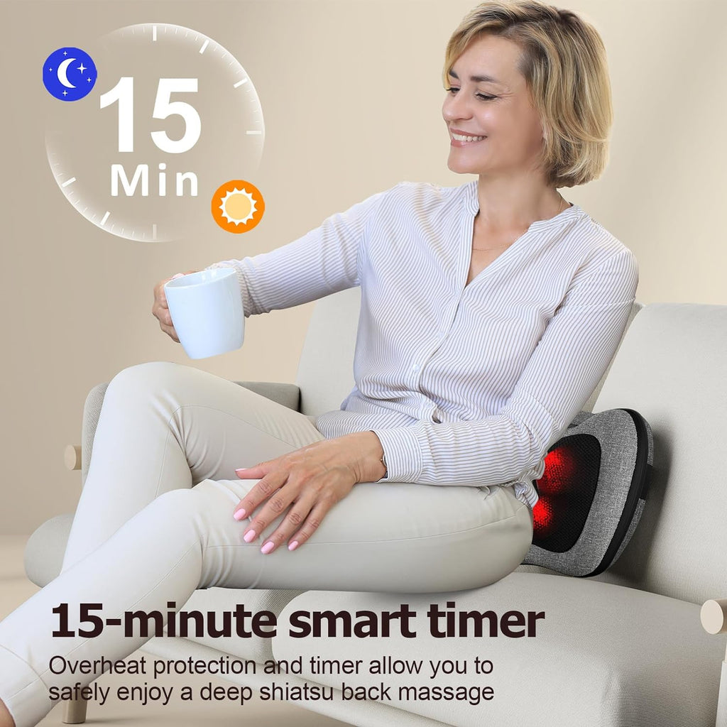 Fathers Day Dad Gifts, Shiatsu Back Massager with Heat – Deep Tissue Massage for Neck, Shoulder, Back Pain Relief