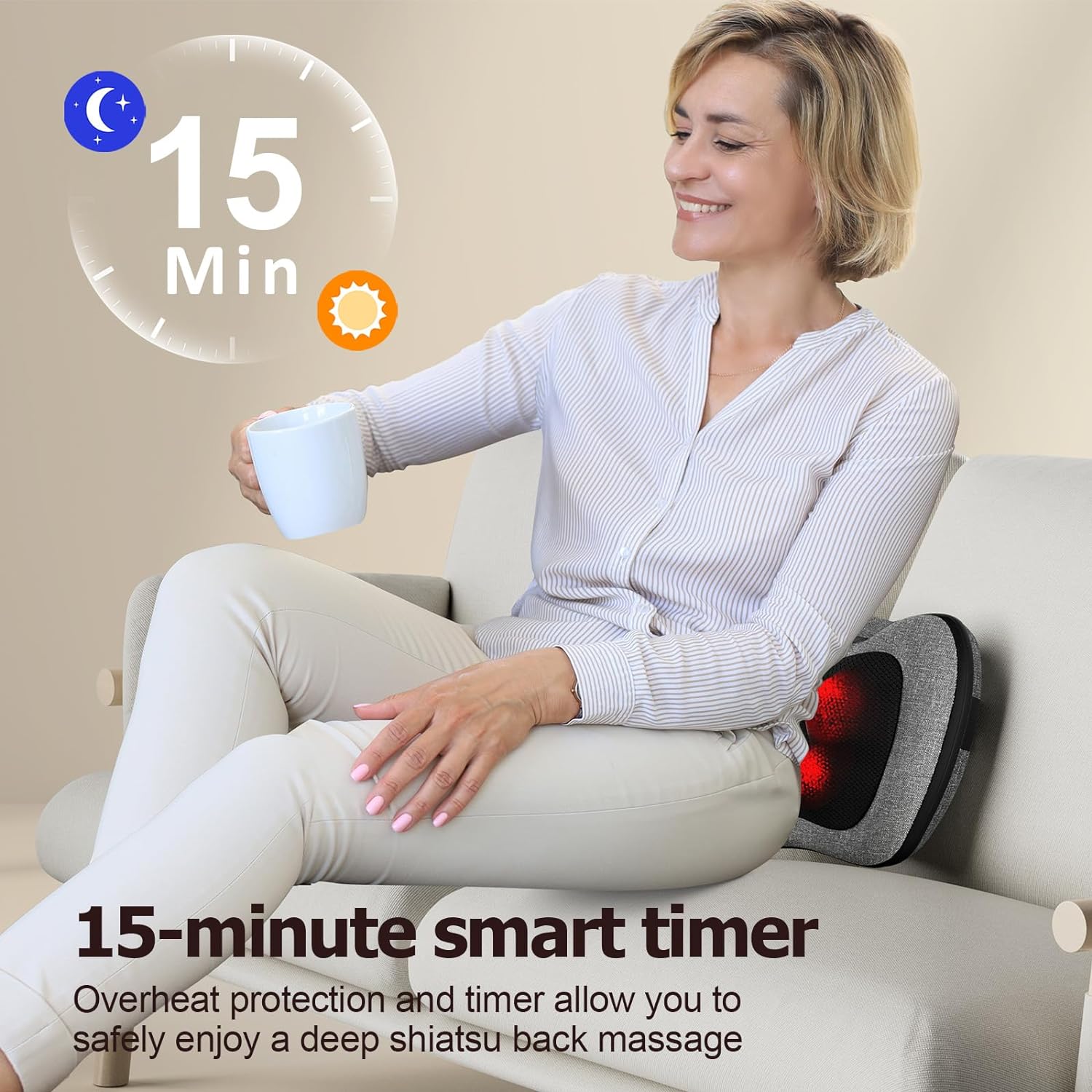 Fathers Day Dad Gifts, Shiatsu Back Massager with Heat – Deep Tissue Massage for Neck, Shoulder, Back Pain Relief