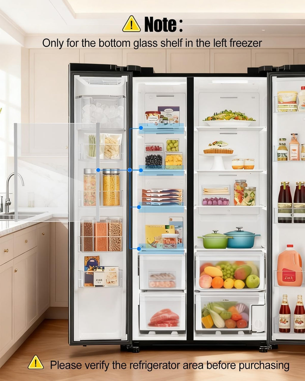 DA97-20646A Freezer Glass Shelf Fit for Samsung RS27T5200SR RS27T5201SR