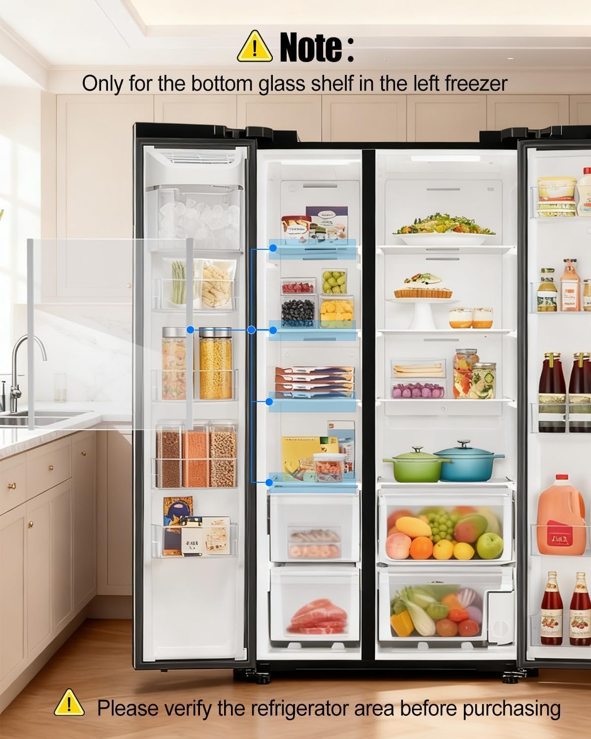 DA97-20646A Freezer Glass Shelf Fit for Samsung RS27T5200SR RS27T5201SR