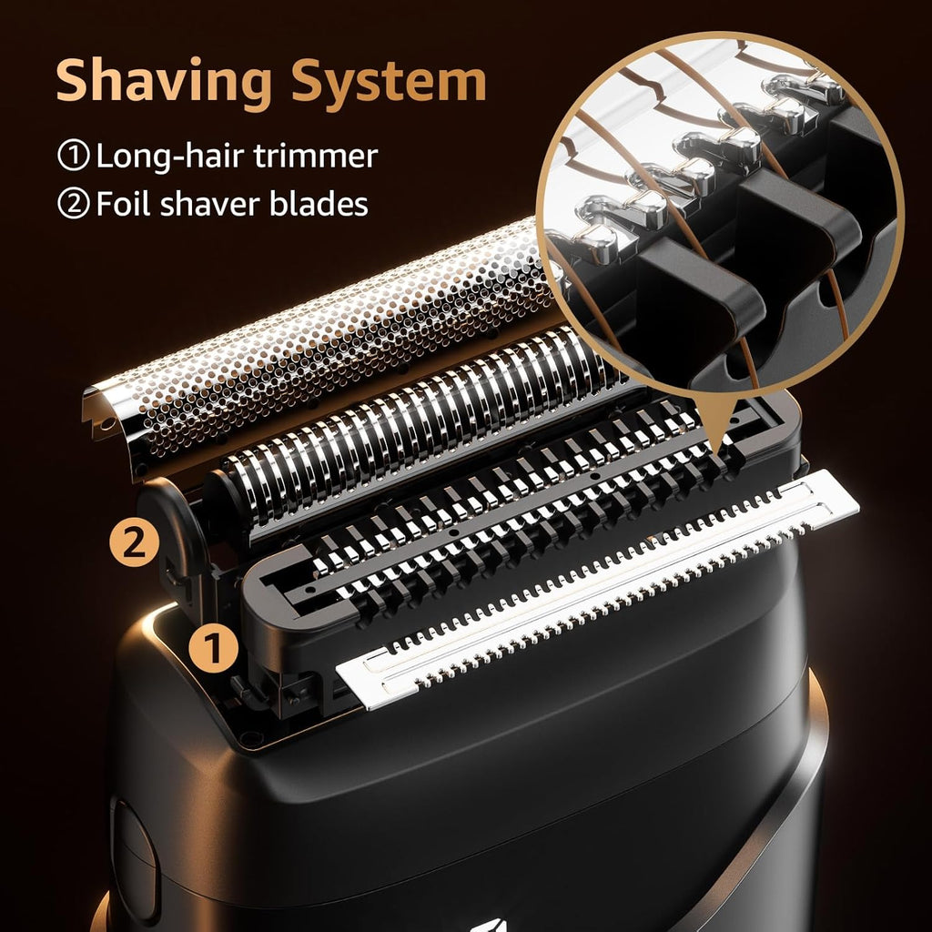 Electric Foil Shavers for Men: IPX7 Waterproof - Magnetic Cover | Mini Razor for Travel - Face Shaver with LED