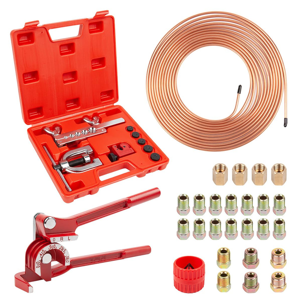 ICOOL 25 ft 3/16" Copper-Plated Brake Line Flaring Tool Kit
