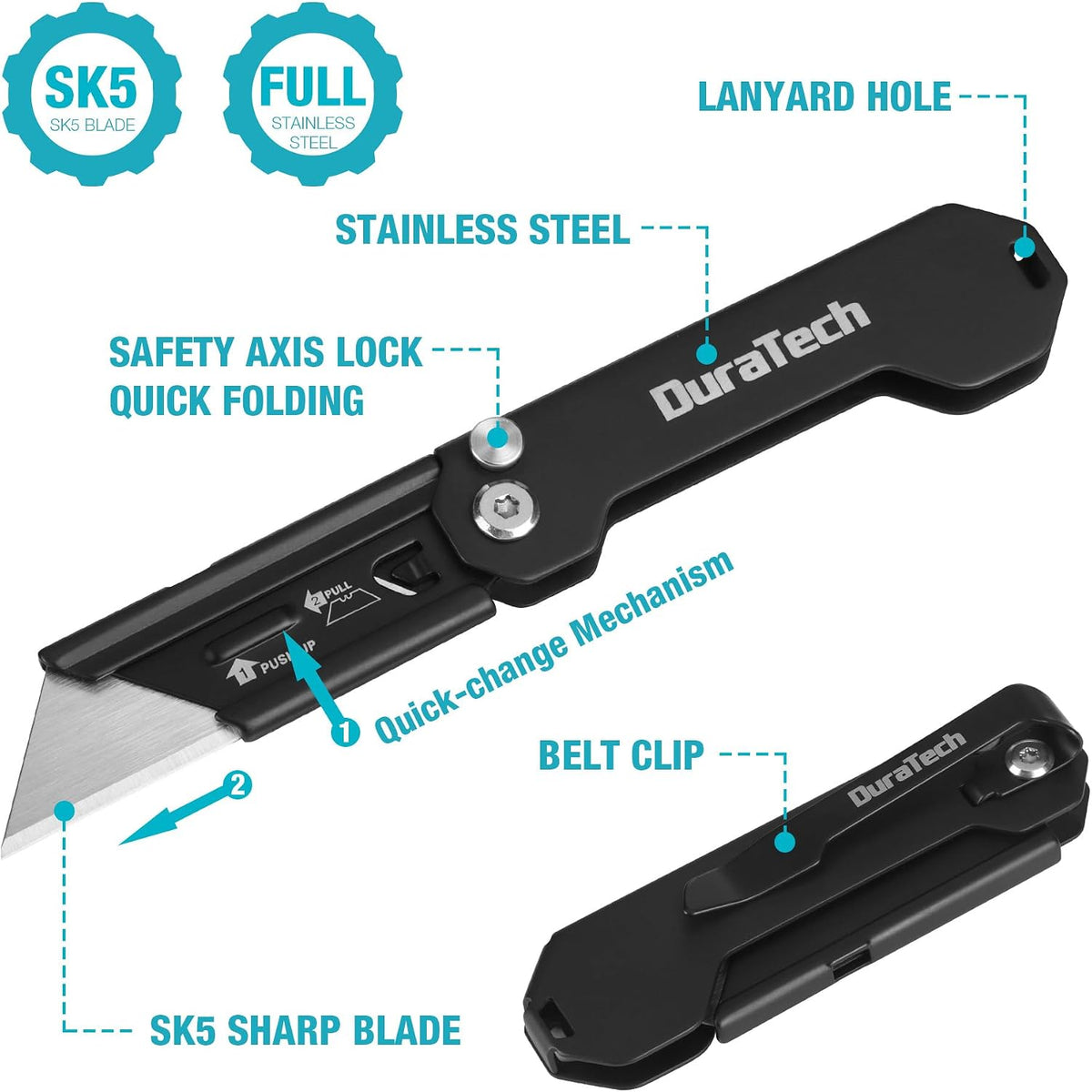2-Pack Folding Utility Knife, Mini Box Cutter for Men Women