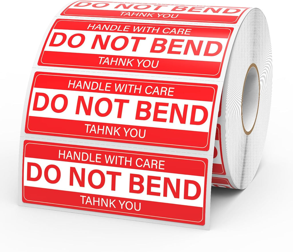 Do Not Bend Stickers 1" × 3" Handle with Care Shipping Labels 1000 Pcs