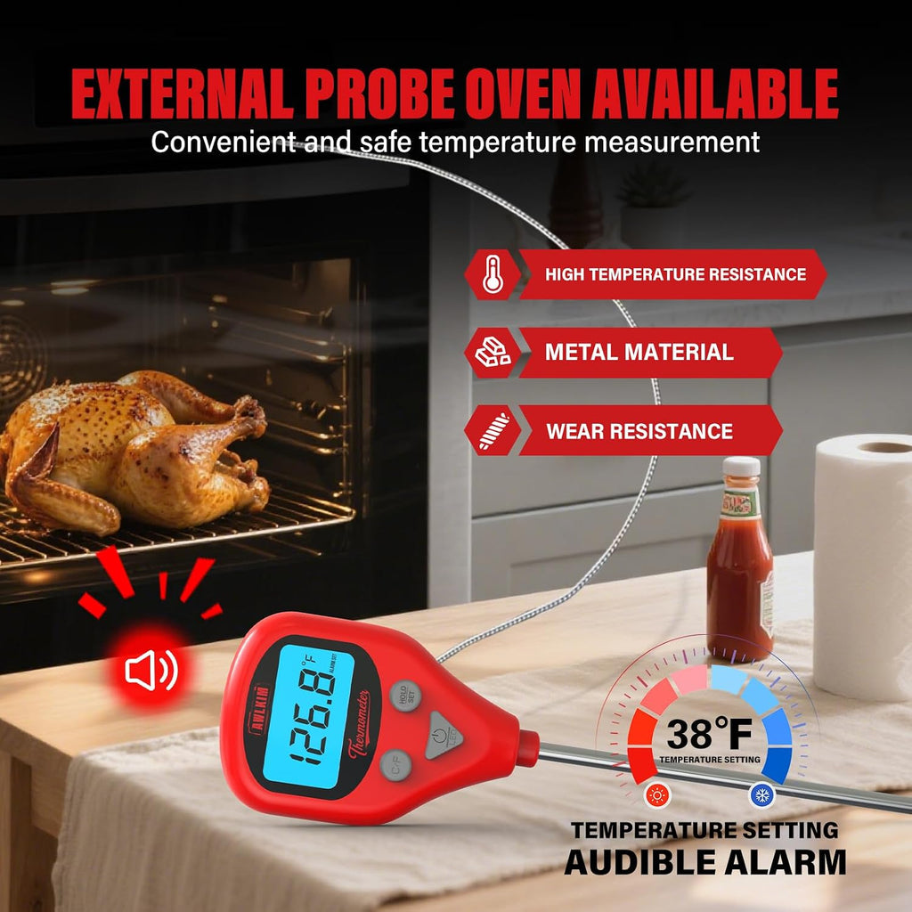 Dual Probe Meat Thermometer, Instant Read + Oven Probe Alarm, USB-C