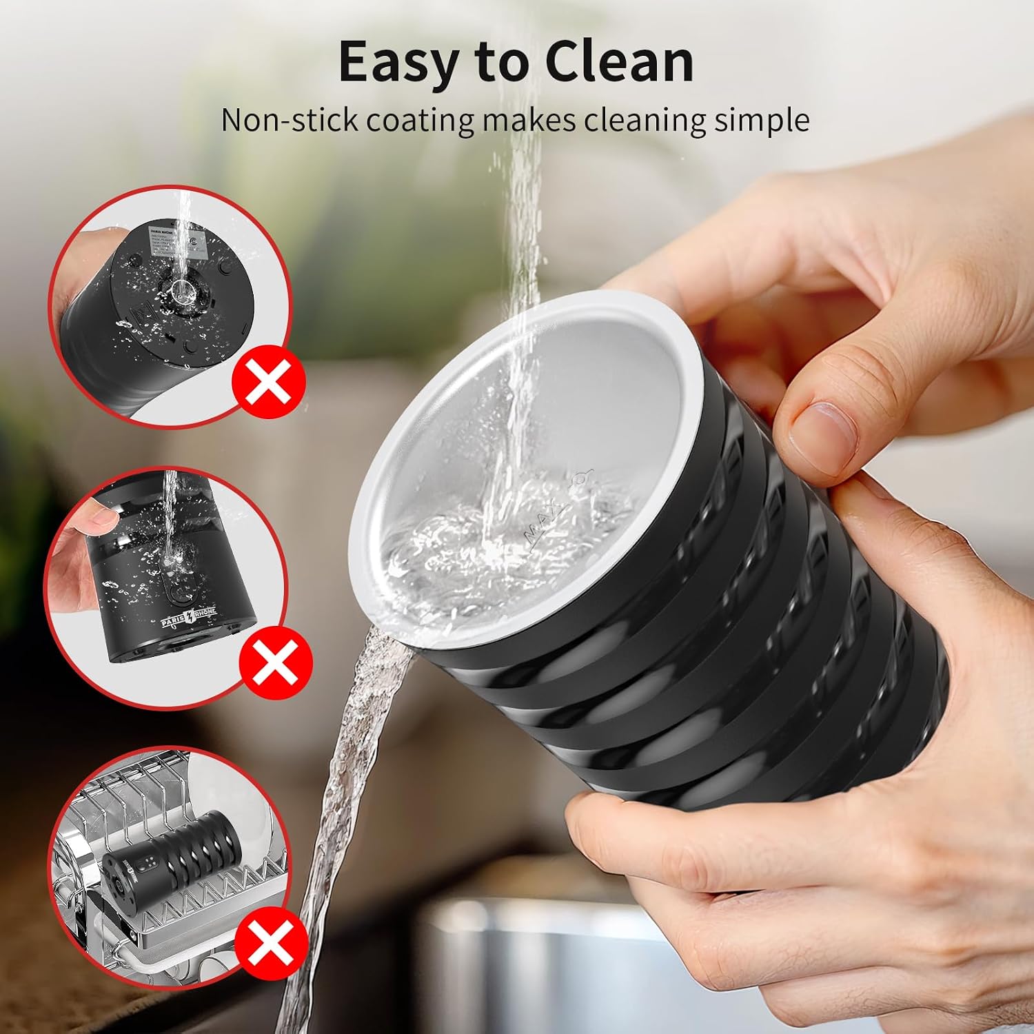 Electric Milk Frother, Paris Rhône 4-in-1 Milk Steamer and Frother, Hot & Cold Foam Milk Warmer with Temperature