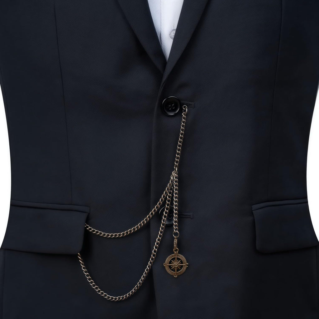 Handmade Single Albert Pocket Watch Chain T-Bar with with Pendant
