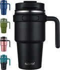 20 oz Insulated Travel Coffee Mug Tumbler with Handle and Straw | Leakproof Stainless Steel Coffee Cup with Lid