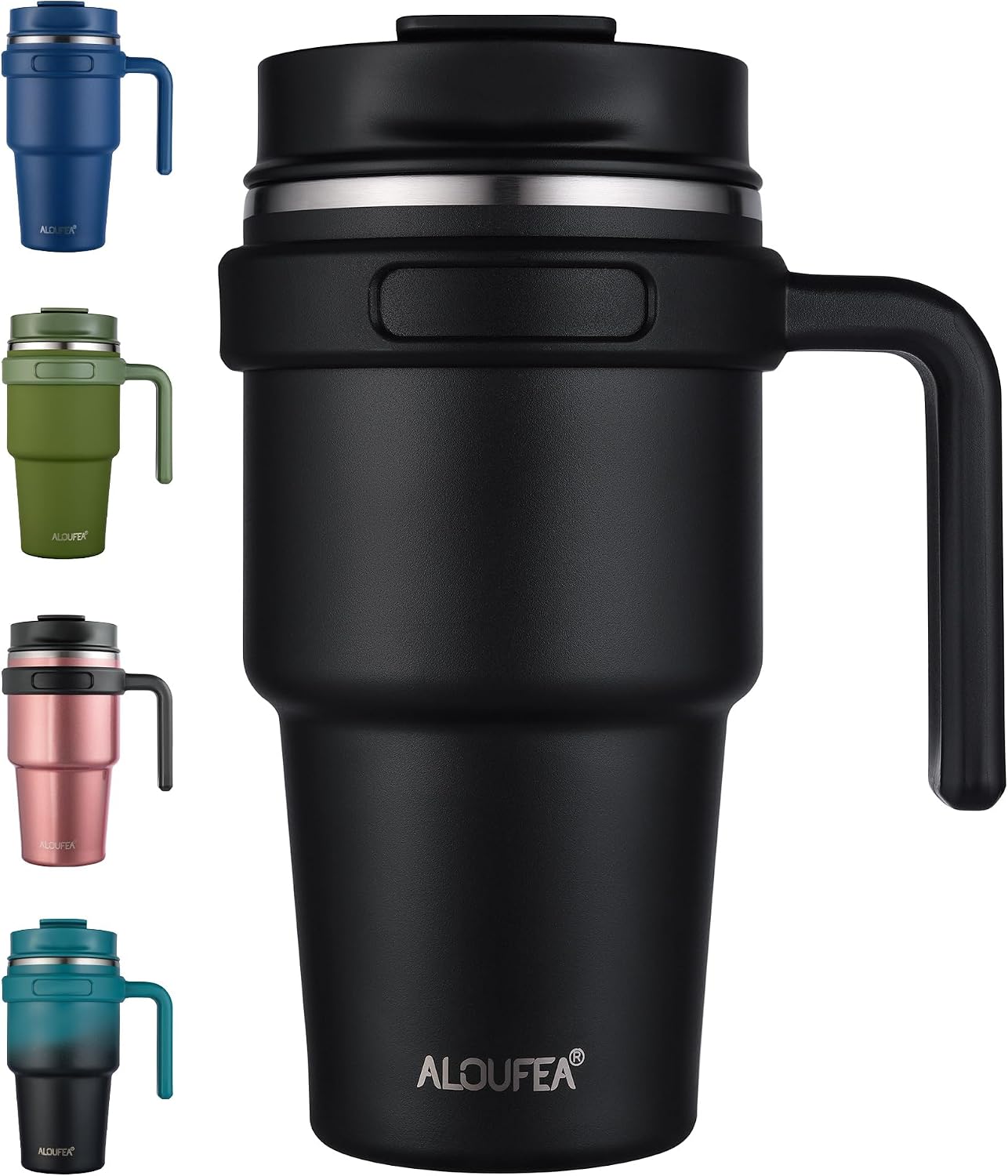 20 oz Insulated Travel Coffee Mug Tumbler with Handle and Straw | Leakproof Stainless Steel Coffee Cup with Lid