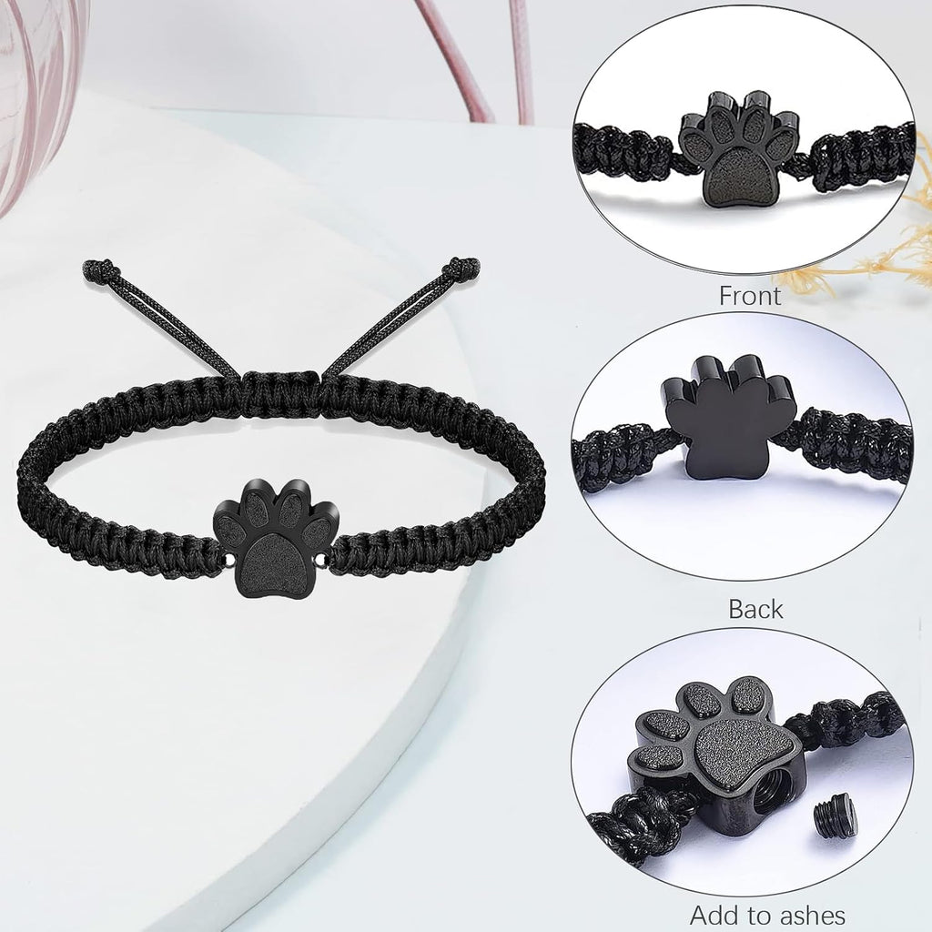 3 Pcs Pet Cremation Jewelry Urn Necklaces Bracelet Keychain for Ashes for Women Men Cat Dog Paw Print Ashes Keepsake