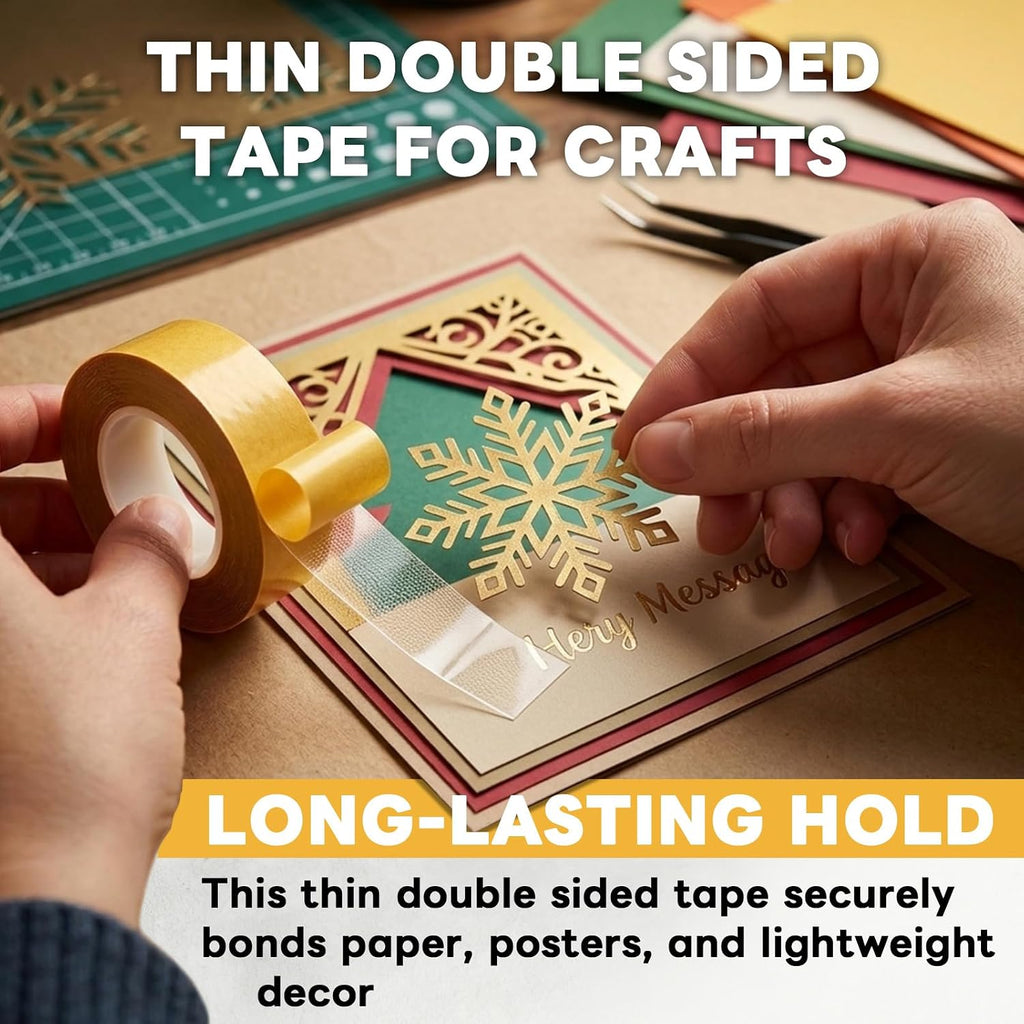 Ultra-Thin PET Double Sided Tape for Crafts, 1 Inch x 49.2 Feet