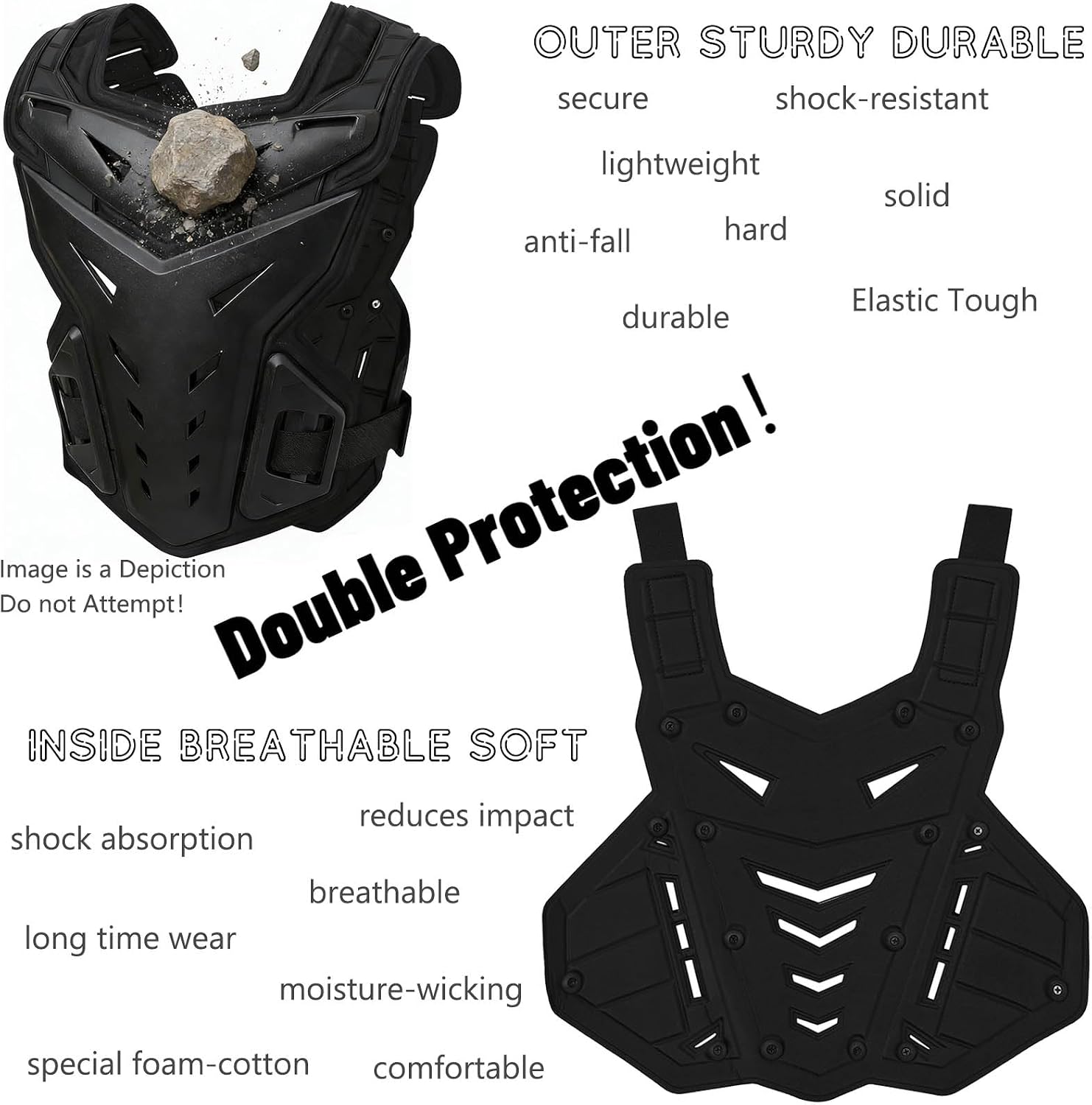 Motorcycle Armor Body Guard Vest, Street Bike Riding Off-Road Racing Cycling Skiing Motocross Adult Chest Protector |