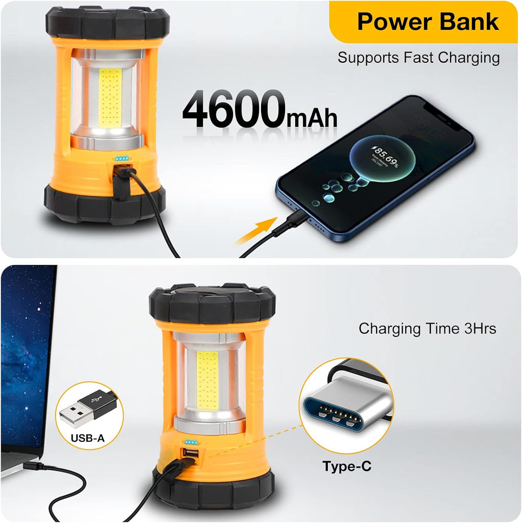 Camping Lantern, 3200LM Bright Camping Light, 4600mAh Rechargeable LED Lantern for Power Outages, 5 Light Modes