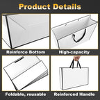 White and Black Gift Bags,6Pcs 17"x5.5"x12.6" Large Gift Bags with Handles