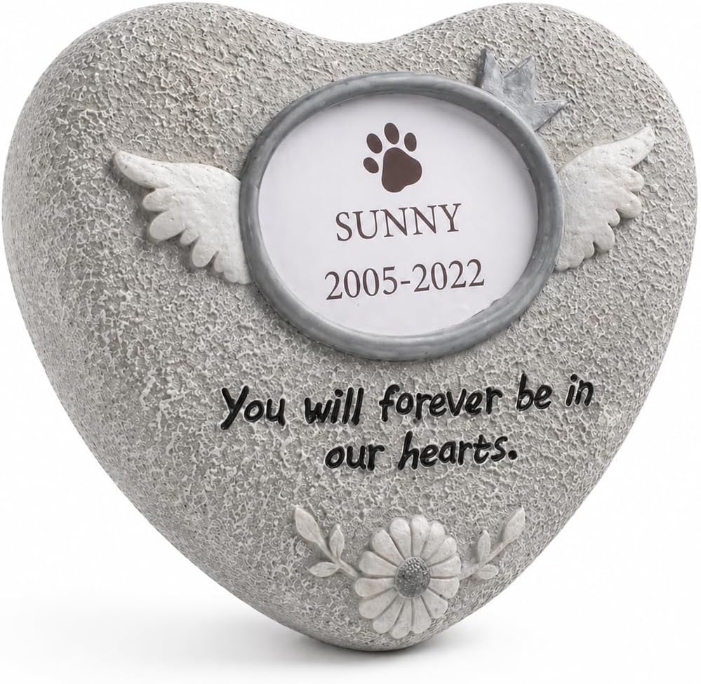 Pet Memorial Stone for Loss of Dog or Cat - Dog Memorial Gifts with Flower Language Design - Heartfelt Pet Loss