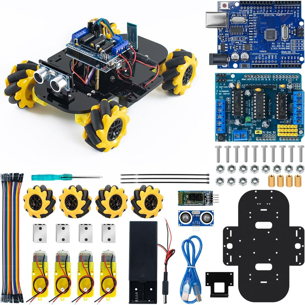 4WD Mecanum Robot Car Kit Smart DIY Project Compatible with Arduino IDE