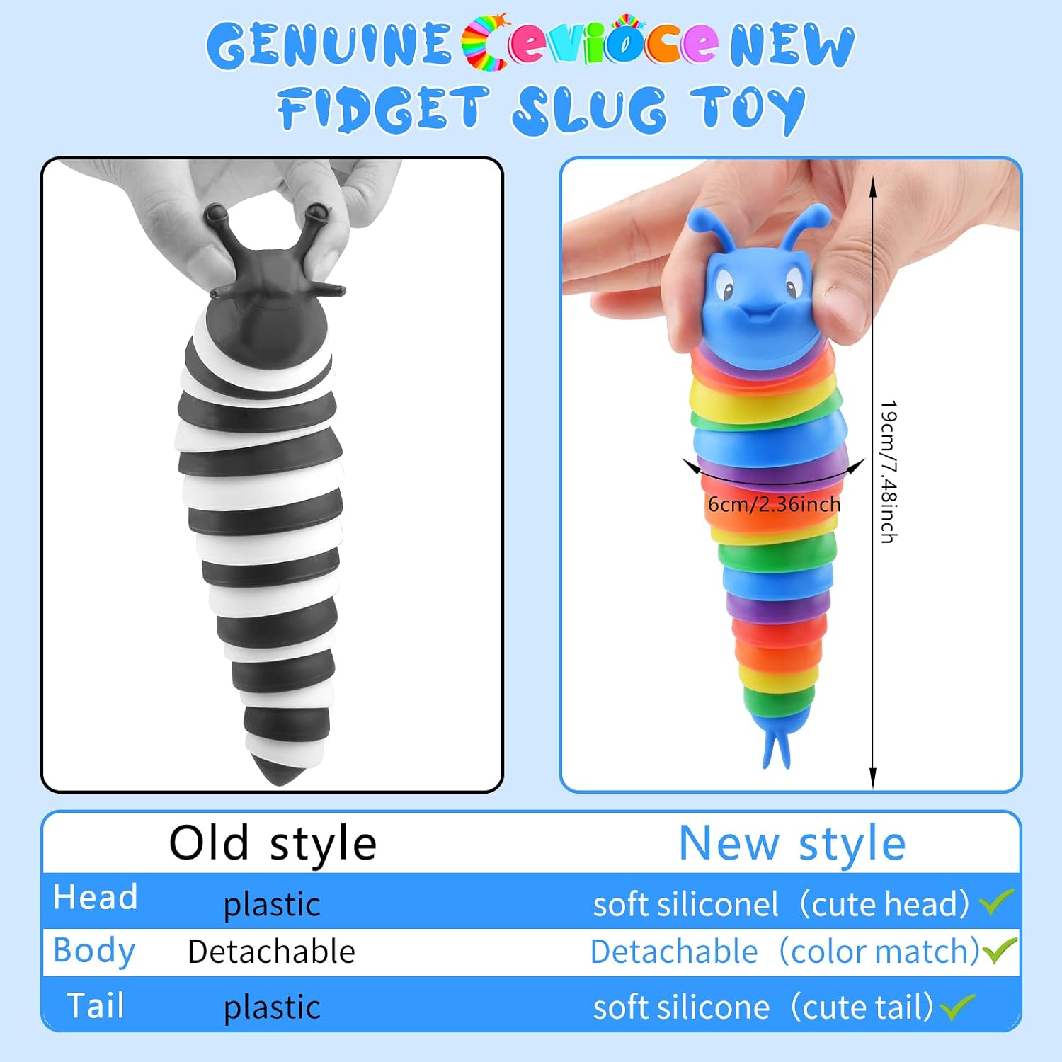 Fidget Slug Toy, Sensory Slug Fidget Toys for Kids & Adults, 1 PC Autism Sensory Toys for Children Toddlers, Toddler