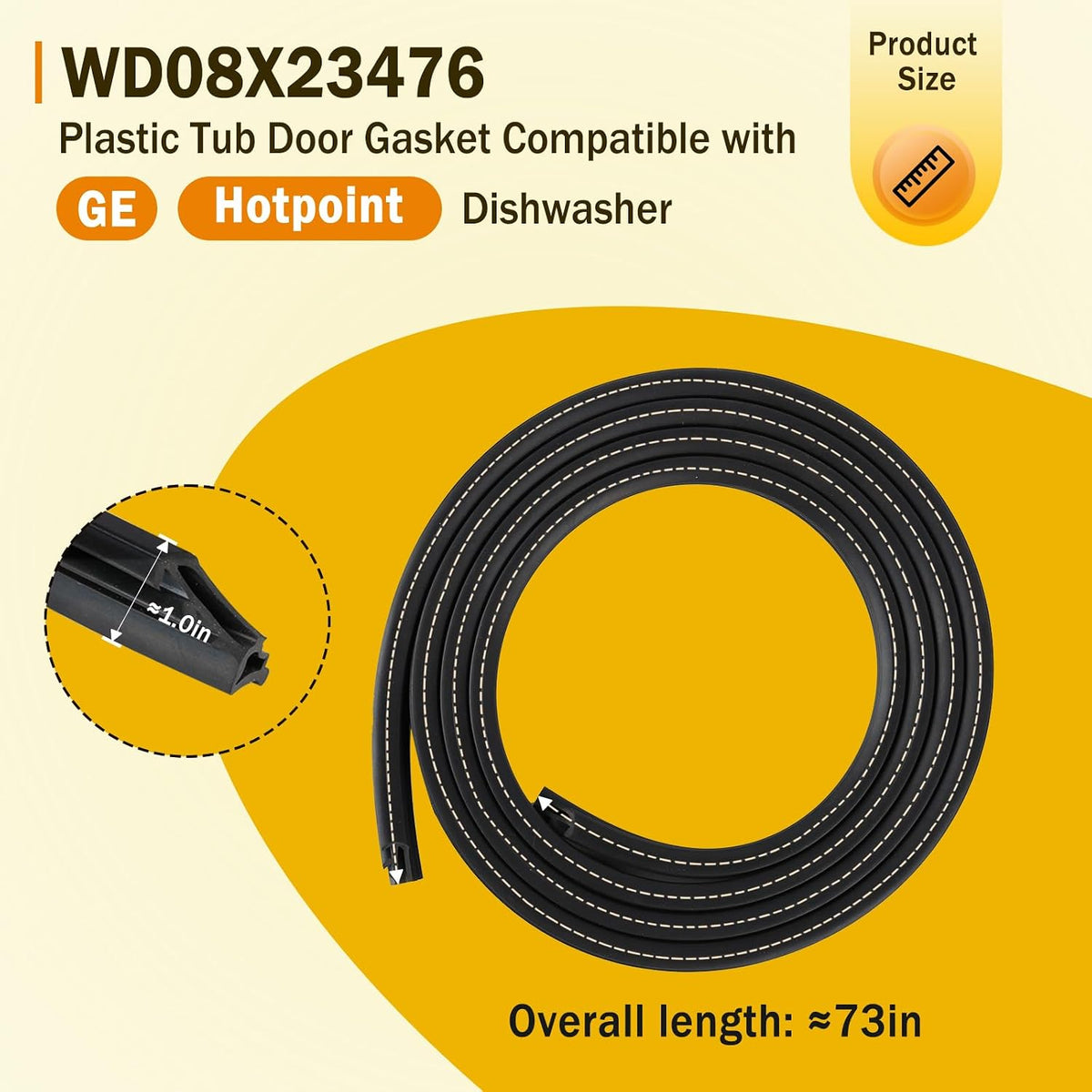 WD08X23476 Dishwasher Plastic Tub Door Gasket for GE Hotpoint