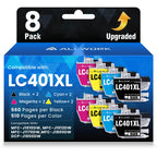 LC401XL LC401 Ink Cartridges Compatible for Brother MFC-J1010DW 8-Pack