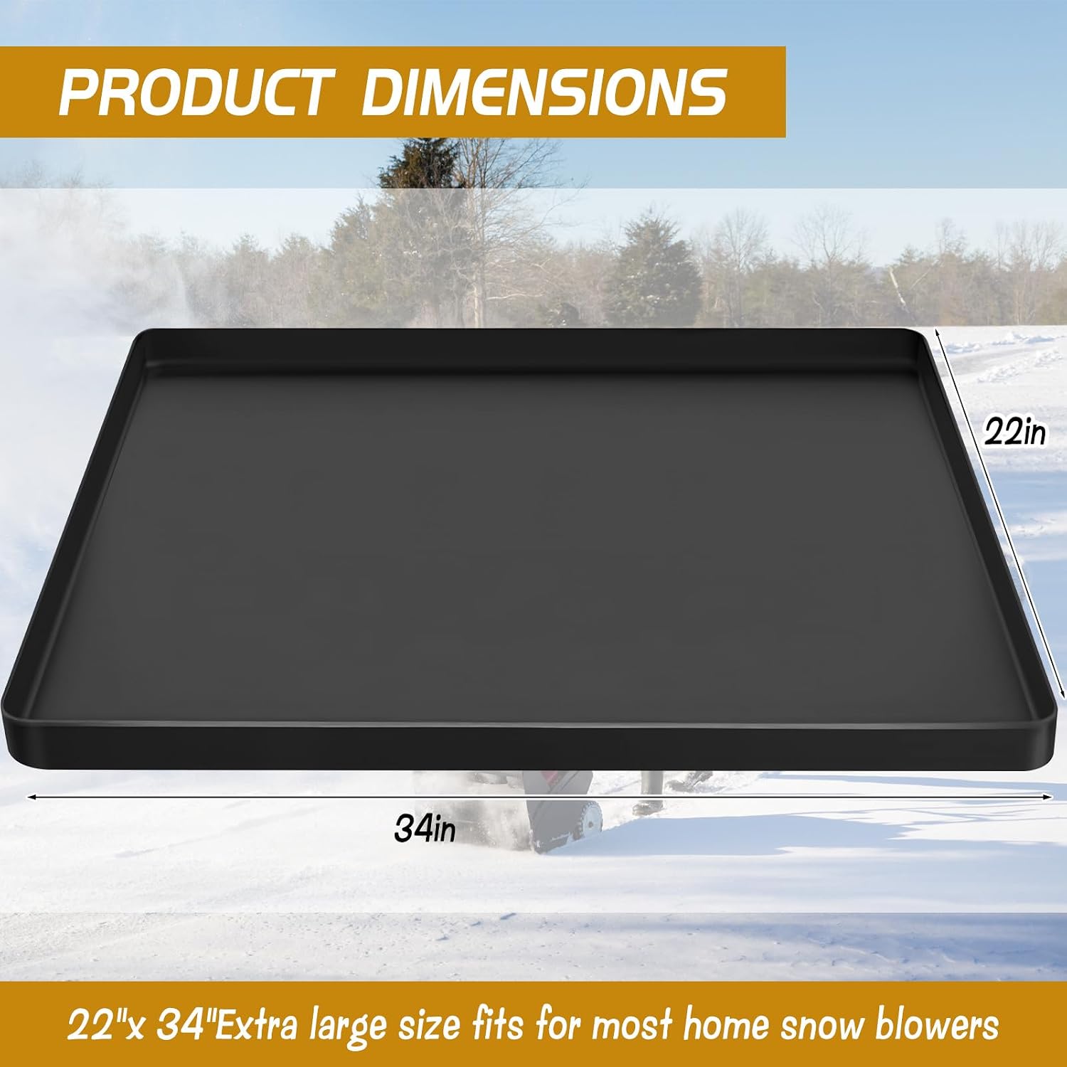 Snow Blower Mat, 34''x21.9'' Silicone Snowblower Drip Pan with Raised Edge for Garage, Electric Snow Shovel Mat