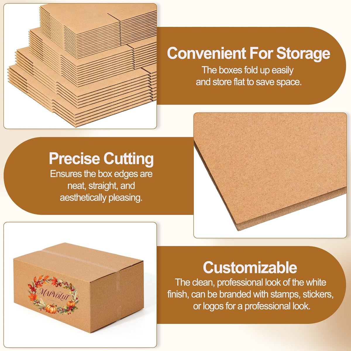 Assorted Sizes Shipping Boxes 36 Pack, Brown Corrugated Mailers