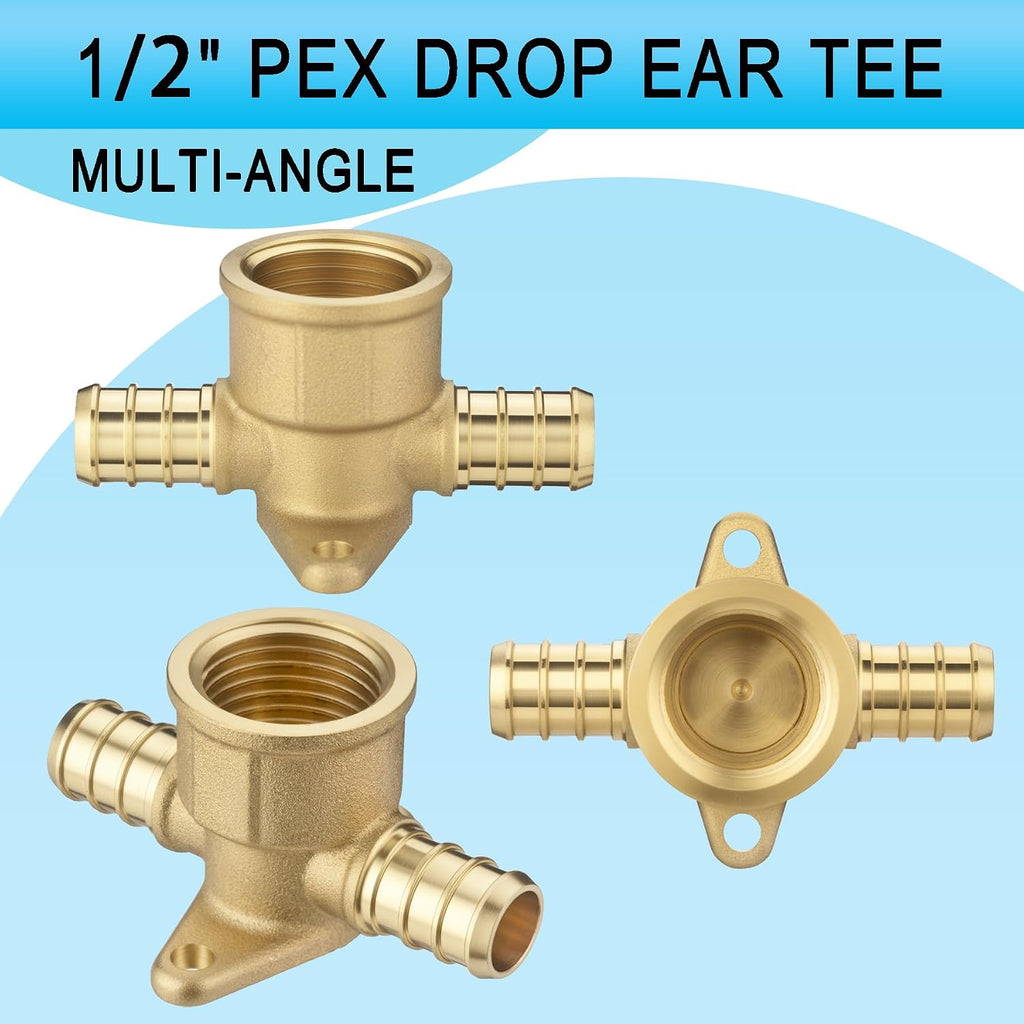 (15 Pack) Asterbacks 1/2 PEX Drop Ear Tee for PEX-A/B/C Pipe