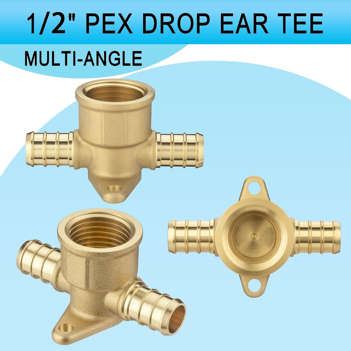 (15 Pack) Asterbacks 1/2 PEX Drop Ear Tee for PEX-A/B/C Pipe