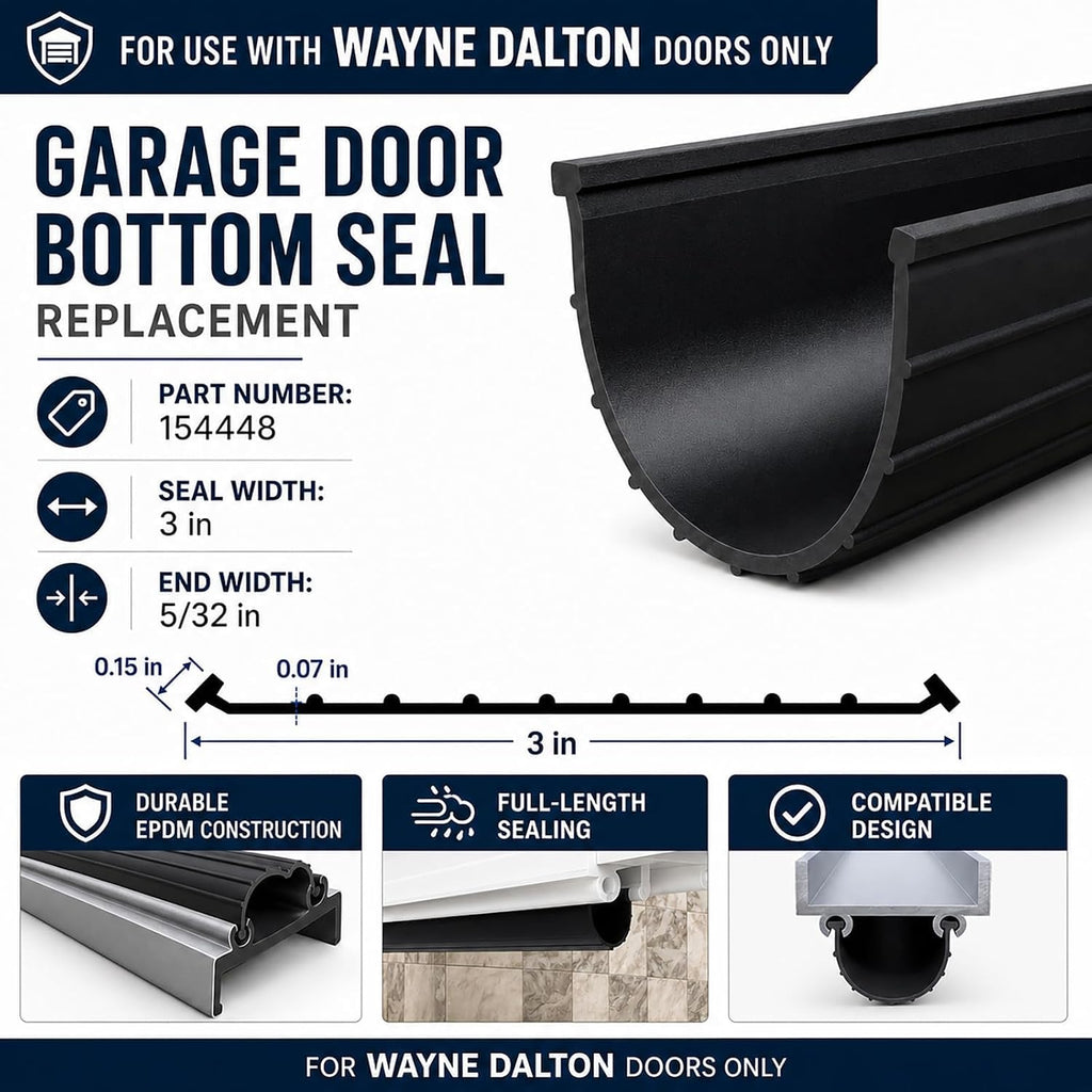 Garage Door Seal for Wayne Dalton 154448, 5/32 in Bead, 10 ft