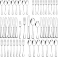 60-Piece Silverware Flatware Cutlery Set, Wildone Stainless Steel Tableware Utensils Service for 12, Include Dinner