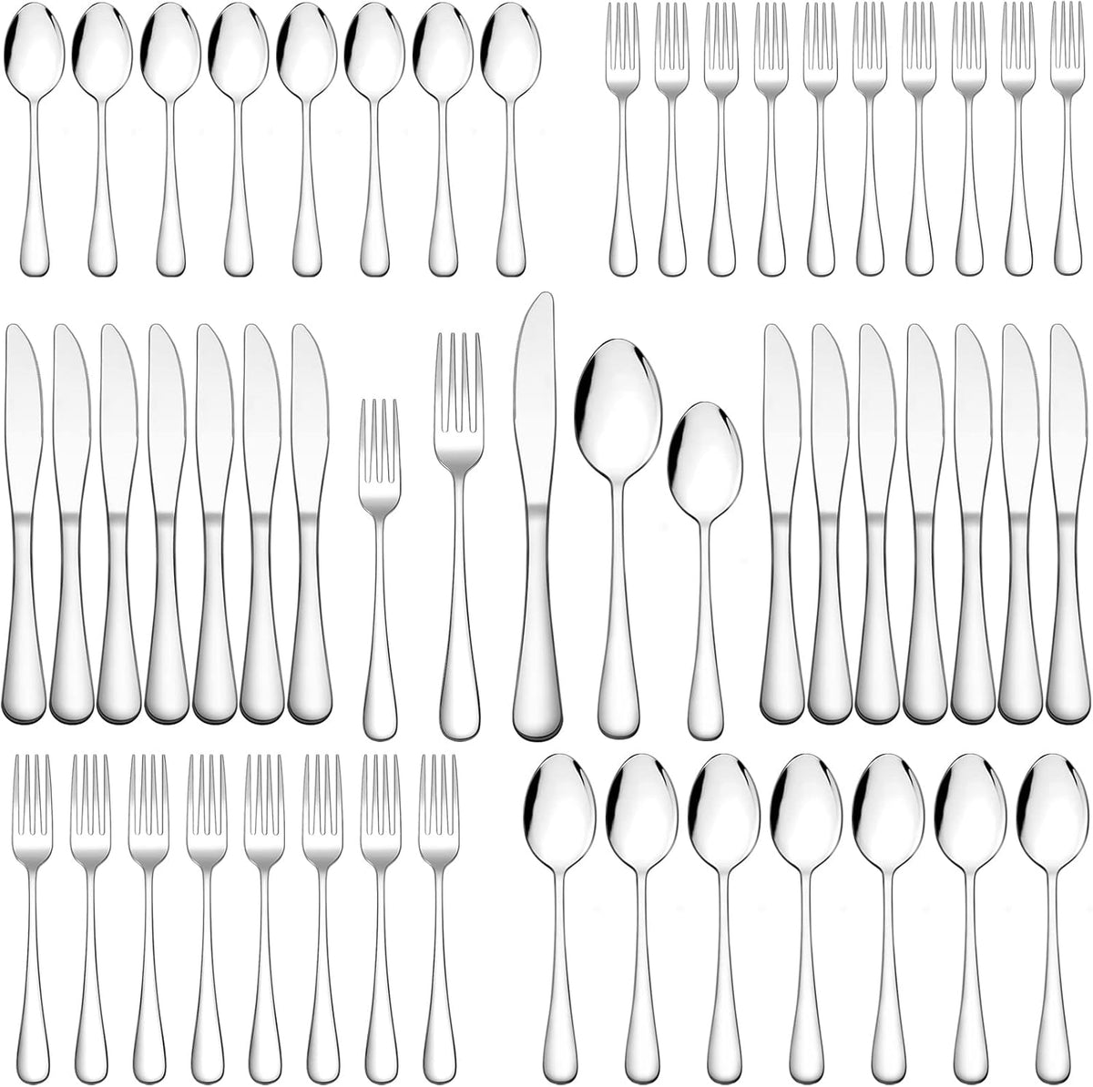 60-Piece Silverware Flatware Cutlery Set, Wildone Stainless Steel Tableware Utensils Service for 12, Include Dinner