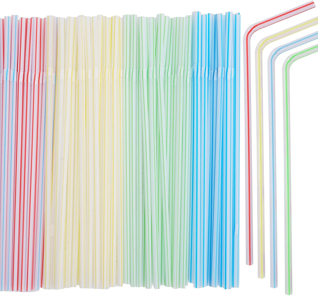 200 Pcs Plastic Straws Disposable -Straws Drinking Plastic -Bendy Straws -Flexible Bendable Drinking Straws