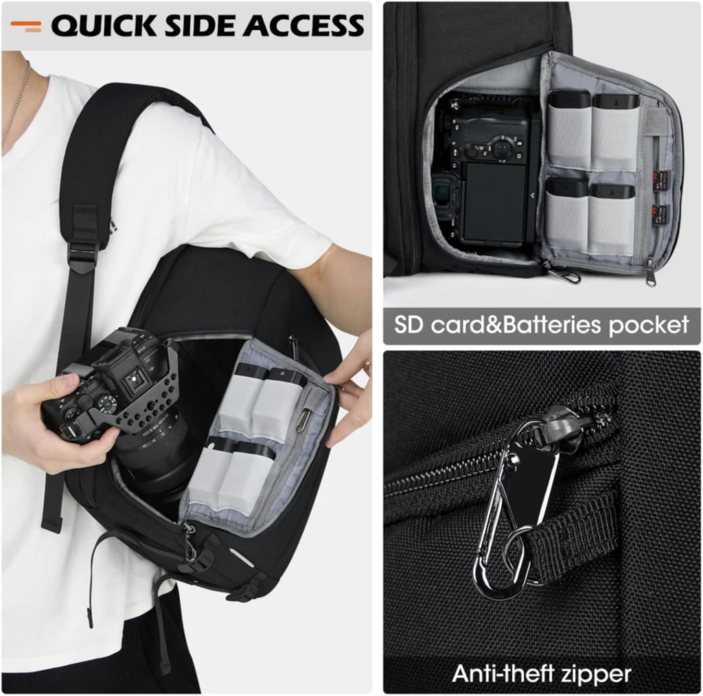 Camera Bag Backpack Professional for DSLR SLR Mirrorless Camera Waterproof Laptop Back Pack 14 Inch with Rain Cover