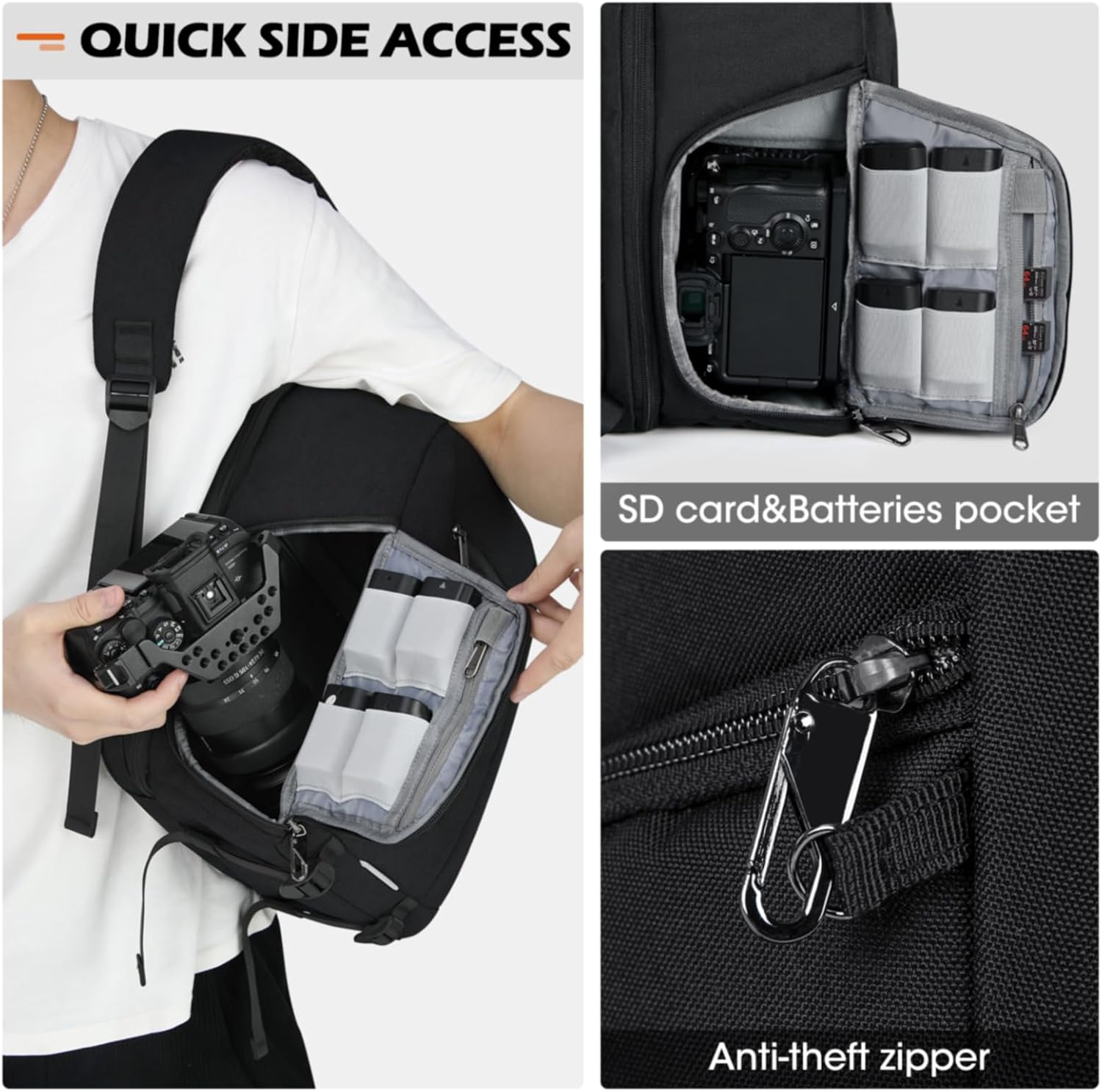 Camera Bag Backpack Professional for DSLR SLR Mirrorless Camera Waterproof Laptop Back Pack 14 Inch with Rain Cover