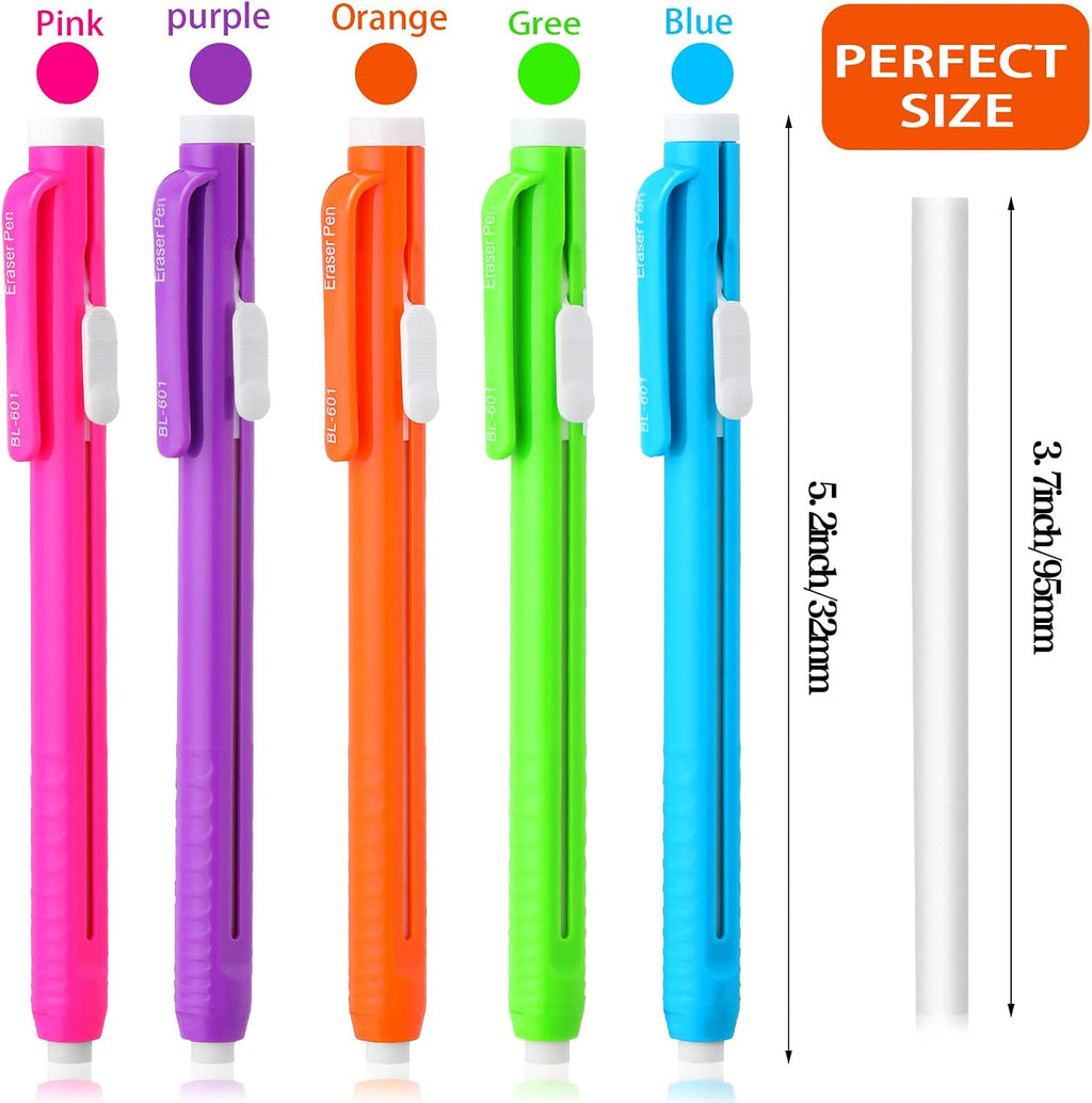 30 Pcs Retractable Mechanical Eraser Pen, School Pen-Style Erasers Pencil Click Bulk for School Office Painting
