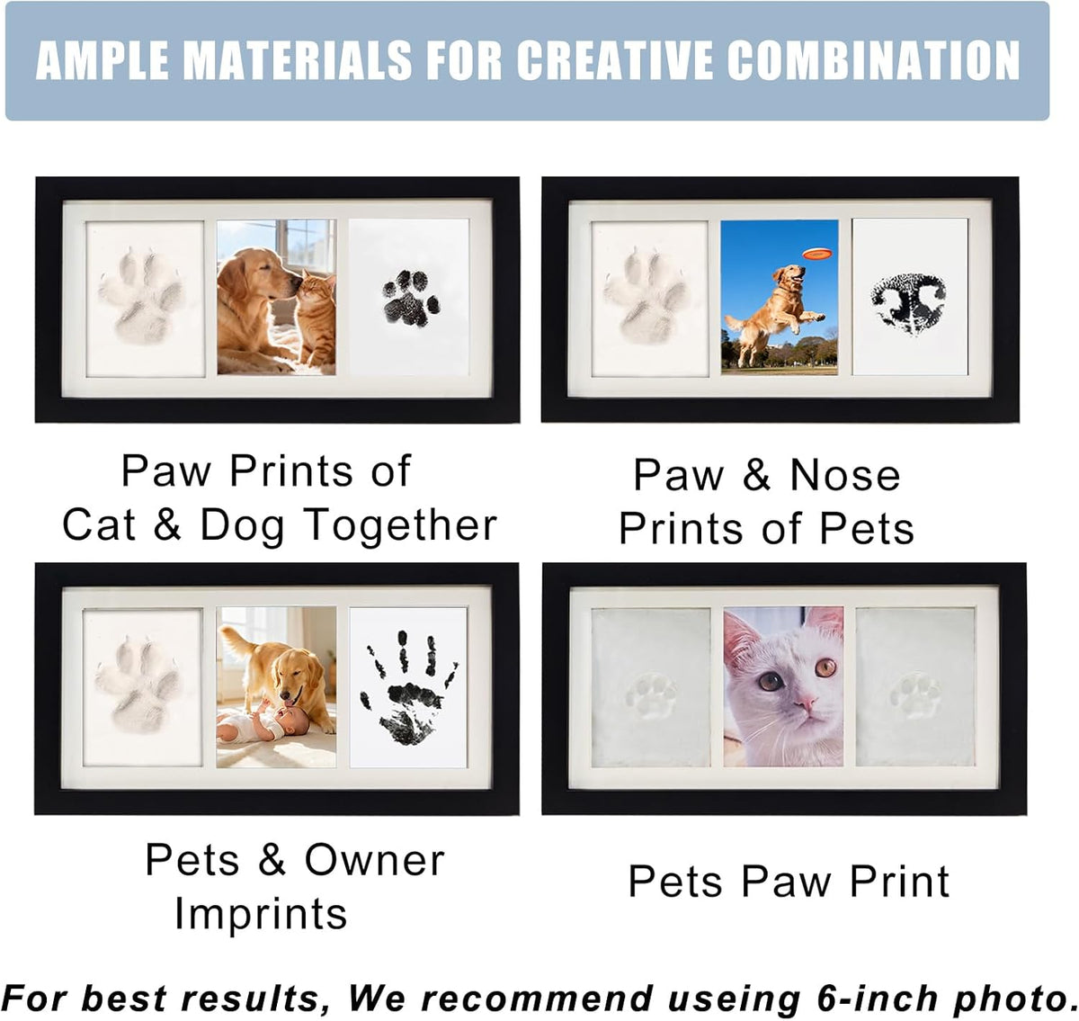 Paw Print Impression Kit for Dogs and Cats, 2 Clay, Large Ink Pad, Pet Memorial Keepsake, DIY Memorial Gift for Pet