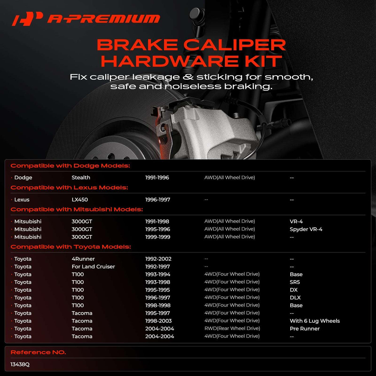 A-Premium Front Disc Brake Hardware Kit