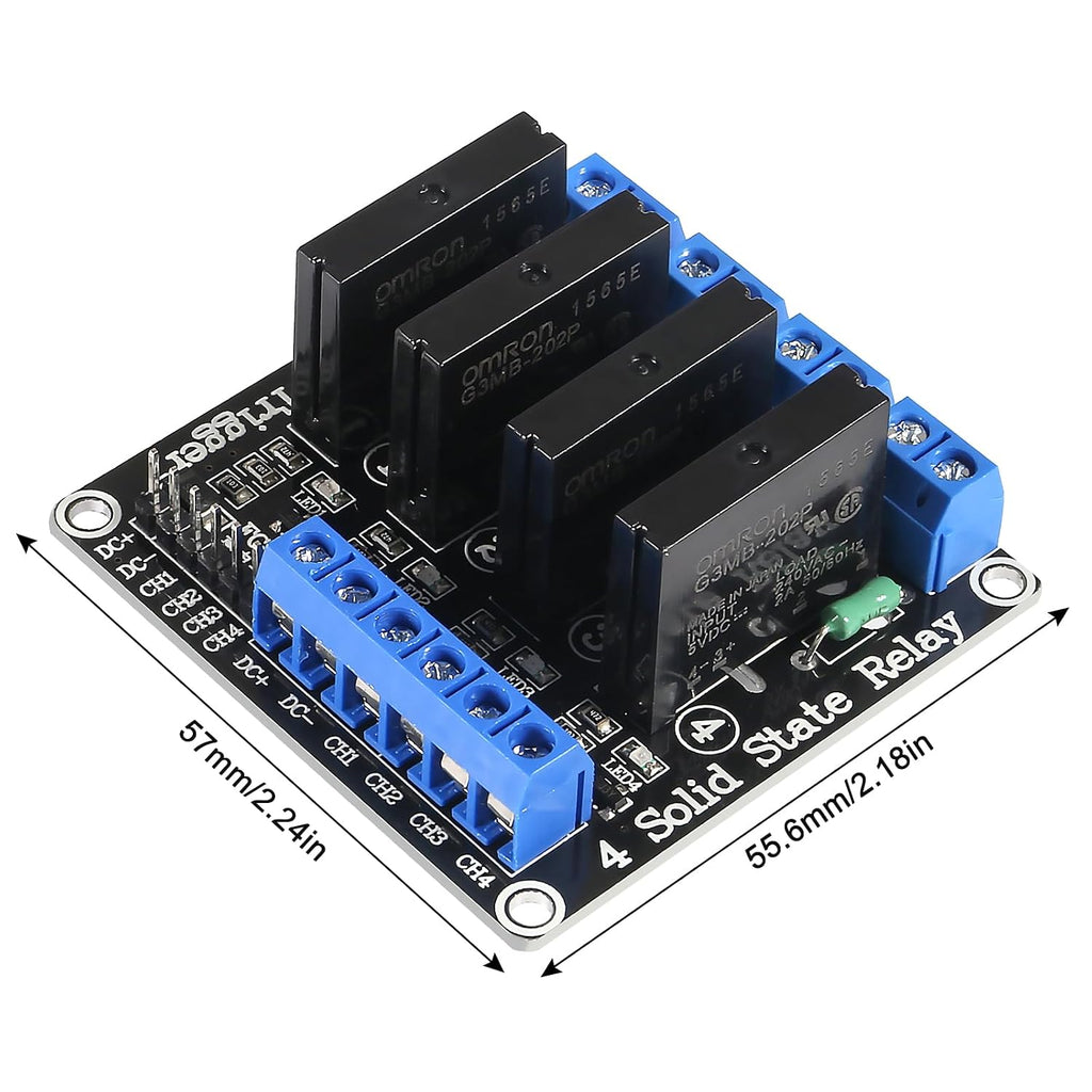 2pcs 5V 4 Channel 2A Solid State Relay Module High Level Trigger Mini Durable DIY Relay with Fuse(5V 4 Channel)