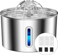 Cat Water Fountain Stainless Steel - 74oz/2.2L Automatic Large Pet Watering Bowl Dispenser for Indoor Dogs - Drinking