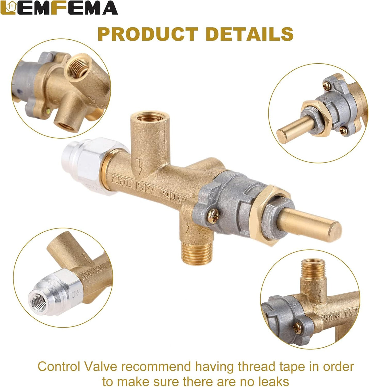 Replacement for Propane Patio Heater Brass Safety Control Valve with Pilot