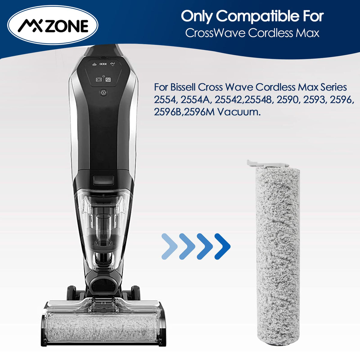 Replacement Brush Roll for Bissell CrossWave Cordless Max/HydroSteam