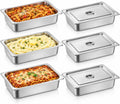 Full Size Hotel Pans 4 Inch Deep, 6 Pack Stainless Steel Steam Table Pans