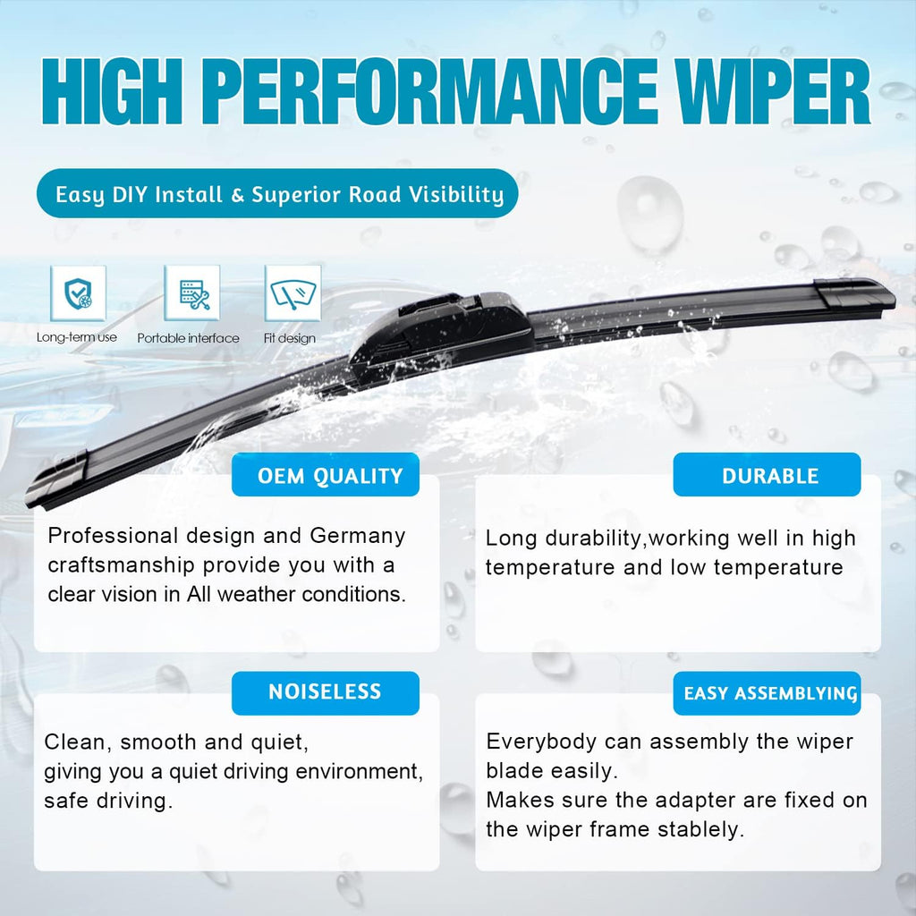 OEM Quality 18''+18'' Windshield Wiper Blades,Premium All-Seasons J-Hook Replacement Wiper Blades (2 Pack)