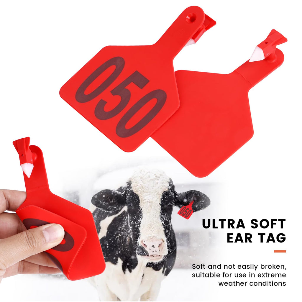 Cattle Ear Tags Numbered 50 Pcs Large Cow Tags Red