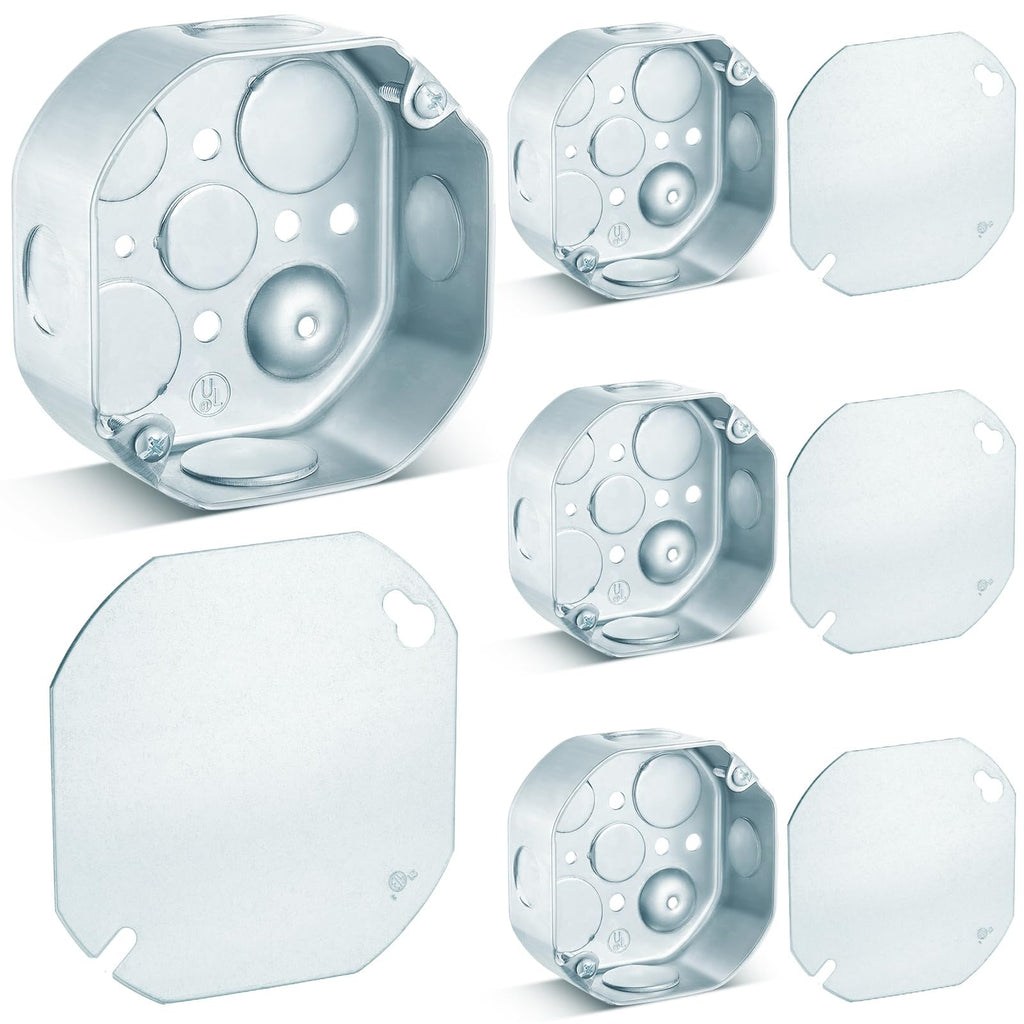 4 Set 4 × 4" Electrical Junction Box with Cover, Octangle